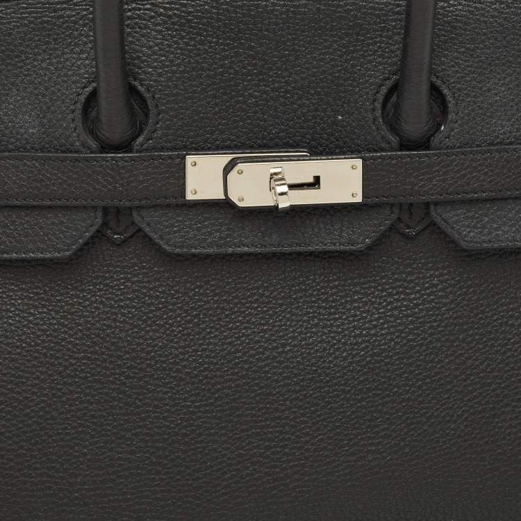 Pre Owned Hermes Noir Togo Leather Palladium Finish Birkin 35 Bag