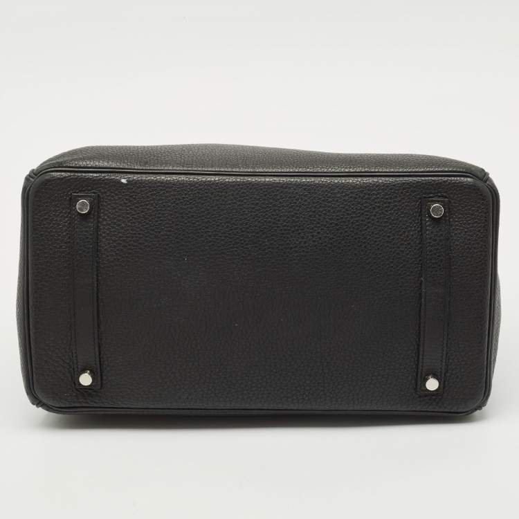 Pre Owned Hermes Noir Togo Leather Palladium Finish Birkin 35 Bag