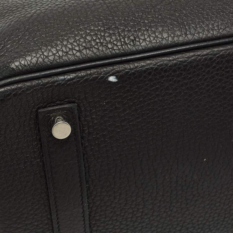 Pre Owned Hermes Noir Togo Leather Palladium Finish Birkin 35 Bag