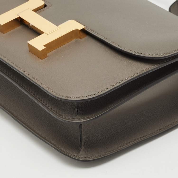 Pre Owned Hermes Etain Swift Leather Rose Gold Finish Constance 18 Mini Bag