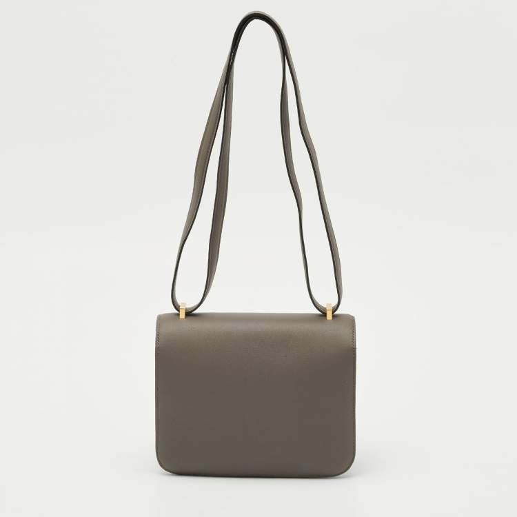 Pre Owned Hermes Etain Swift Leather Rose Gold Finish Constance 18 Mini Bag