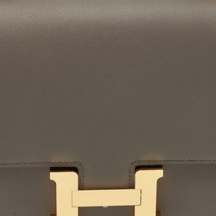 Pre Owned Hermes Etain Swift Leather Rose Gold Finish Constance 18 Mini Bag
