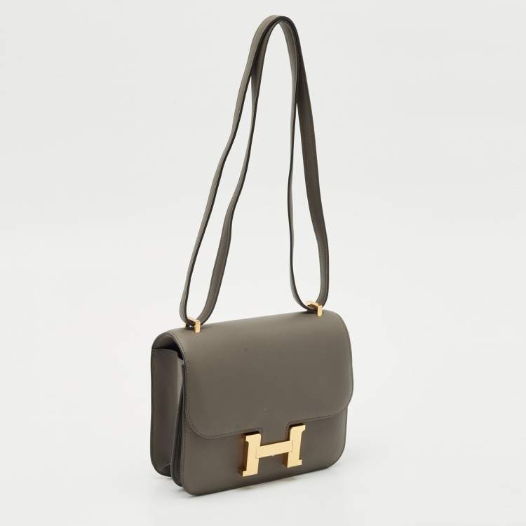 Pre Owned Hermes Etain Swift Leather Rose Gold Finish Constance 18 Mini Bag