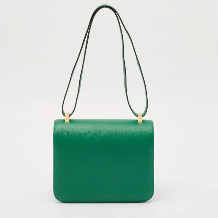 Pre Owned Hermès Vert Vertigo Epsom Leather Gold Finish Constance 24 Bag