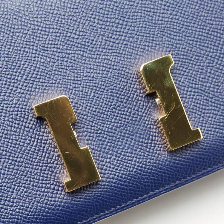 Pre Owned Hermès Bleu Saphir Epsom Leather Gold Finish Constance Elan Bag
