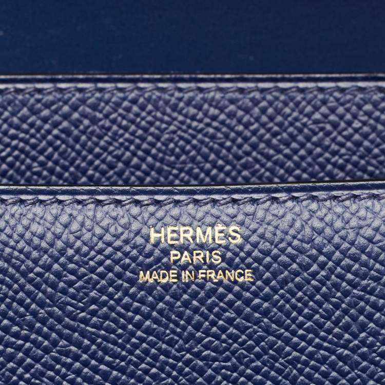 Pre Owned Hermès Bleu Saphir Epsom Leather Gold Finish Constance Elan Bag