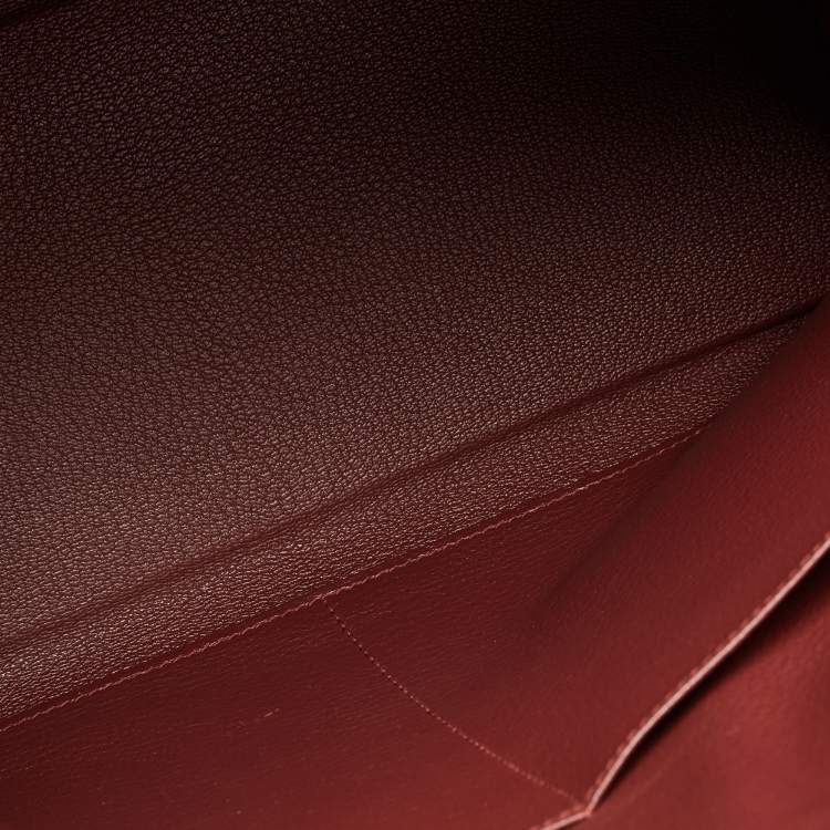 Pre Owned Hermès Rouge Grenat Clemence Leather Palladium Finish Kelly Retourne 35 Bag