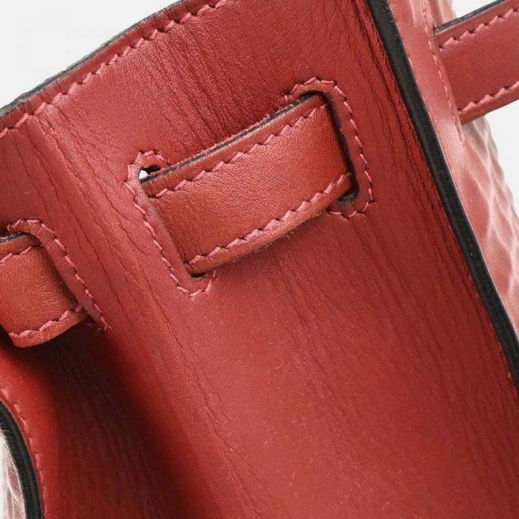 Pre Owned Hermes Kelly 32 Sellier  Rouge H Ever Deutch Waffle Handbag