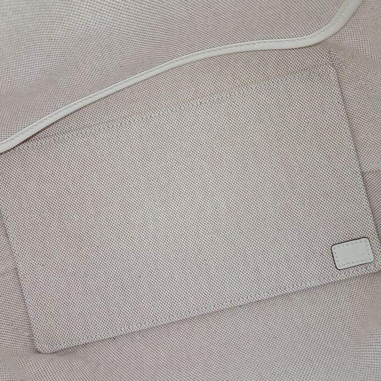 Pre Owned Hermes Stipple 25 Beige Brown Canvas and Leather bag