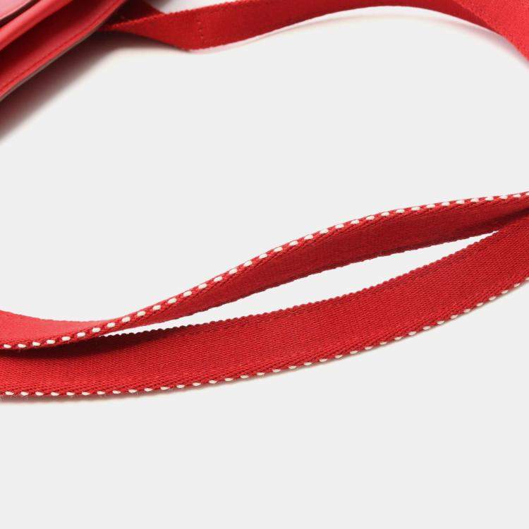 Pre Owned Hermes Caravan Vertical GM Red Derma Leather Bag