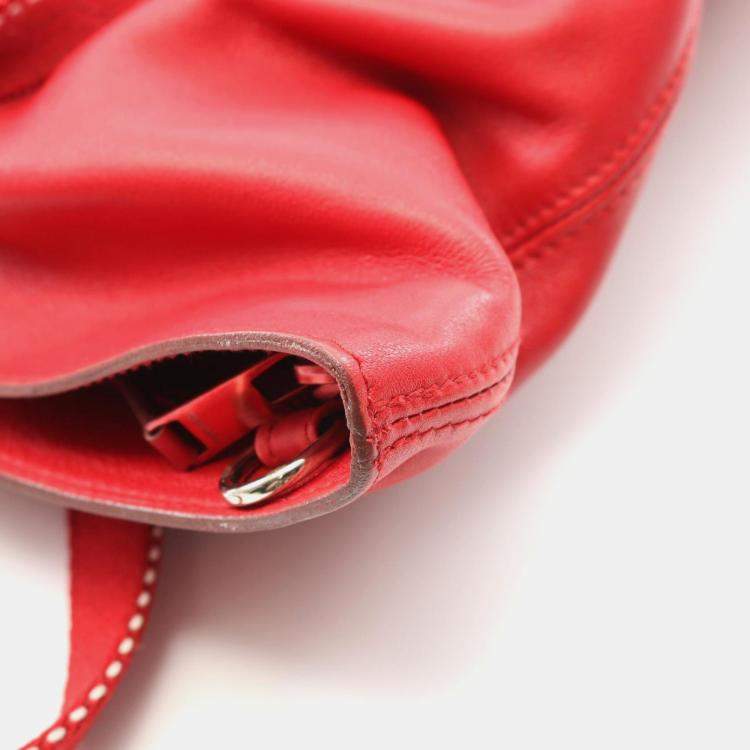 Pre Owned Hermes Caravan Vertical GM Red Derma Leather Bag