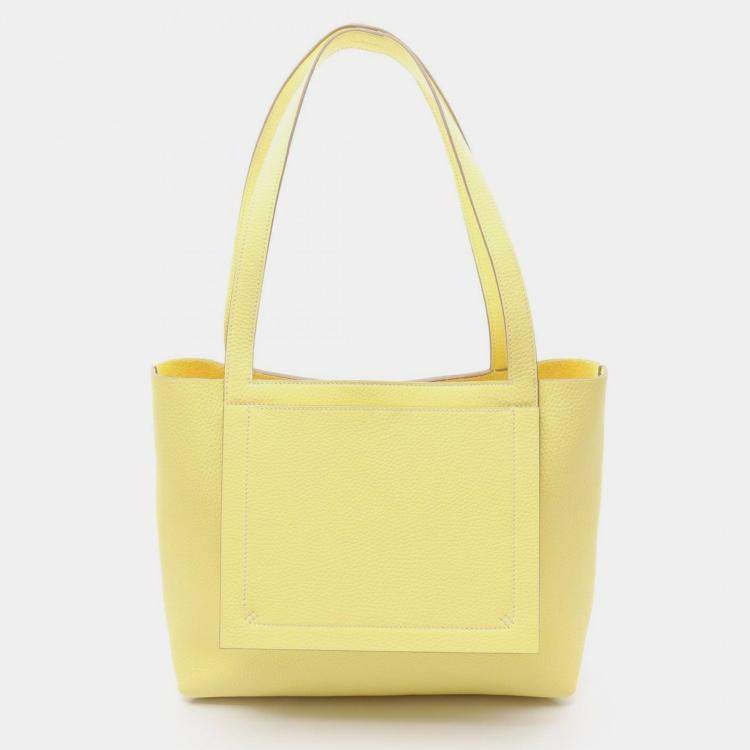 Pre Owned Hermes Cabasselier 31 Soufre Taurillon Clemence Leather Shoulder Bag