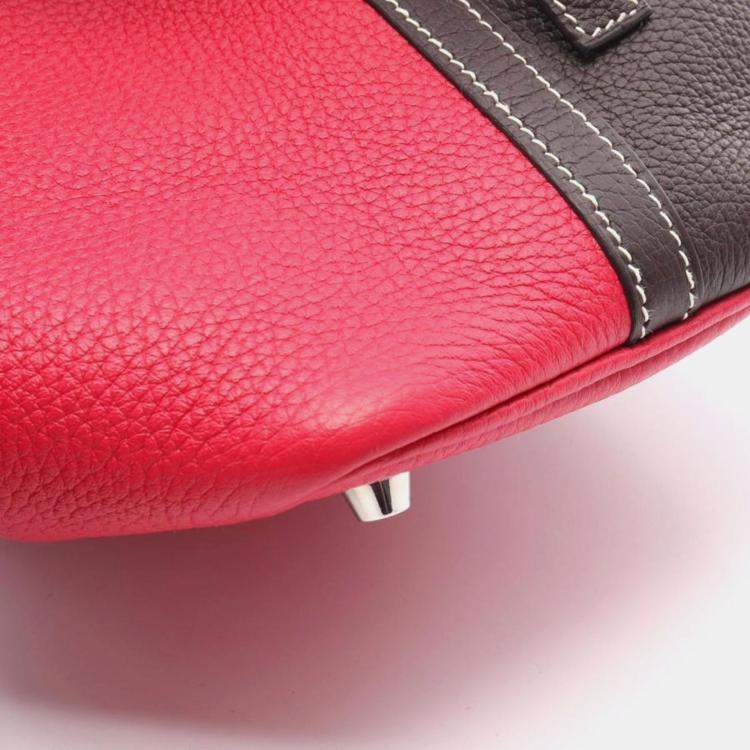 Pre Owned Hermes Picotin Lock 18 Brown / Pink Taurillon Clemence Leather Shoulder Bag