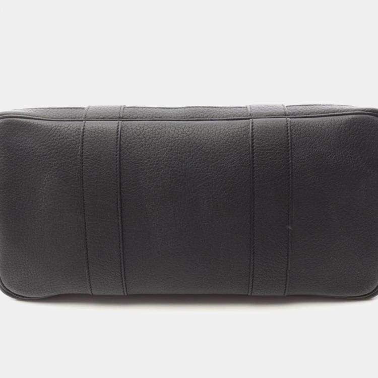 Pre Owned Hermes Garden Party PM Black Leather Bag 