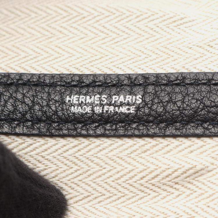 Pre Owned Hermes Garden Party PM Hand Tote Bag Negonda Leather Black Shw Q