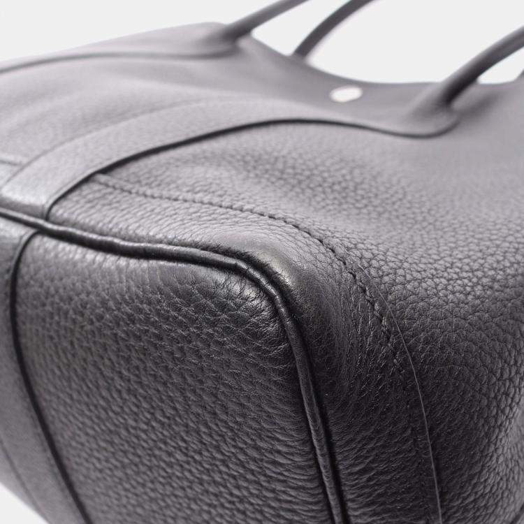 Pre Owned Hermes Garden Party PM Hand Tote Bag Negonda Leather Black Shw Q