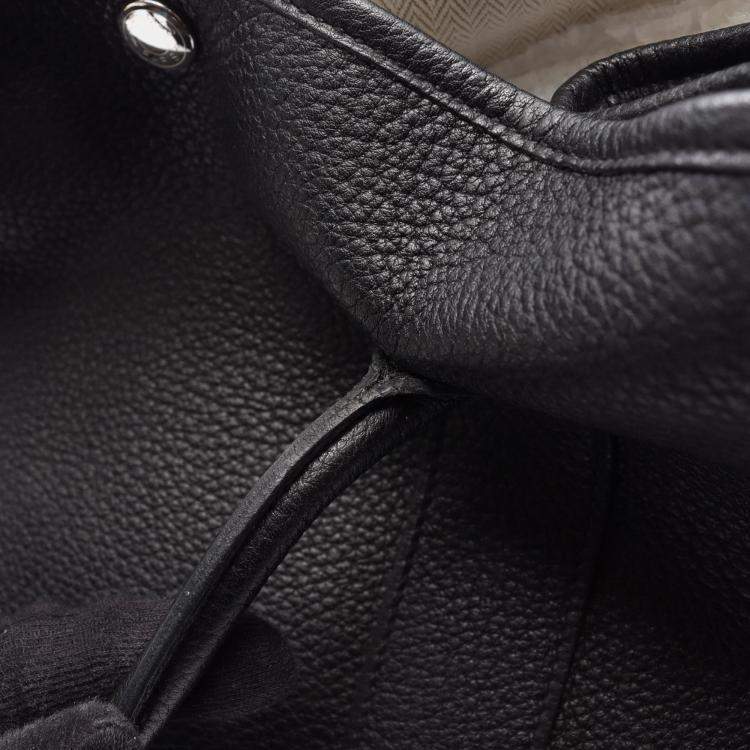 Pre Owned Hermes Garden Party PM Hand Tote Bag Negonda Leather Black Shw Q