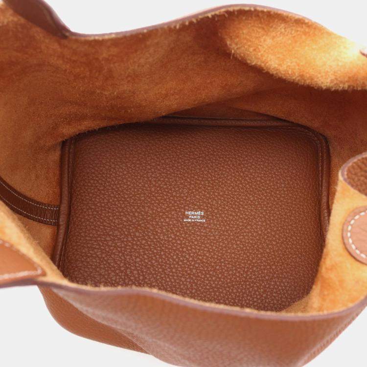 Pre Owned Hermes Gold Clemence Leather Picotin Lock 22 Handbag