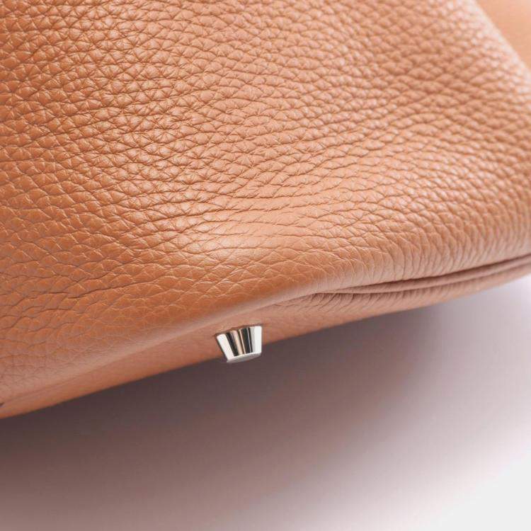 Pre Owned Hermes Gold Clemence Leather Picotin Lock 22 Handbag