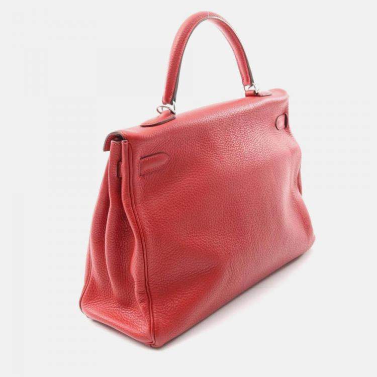 Pre Owned Hermes Kelly 35 Vermillion Red Togo Leather Handbag