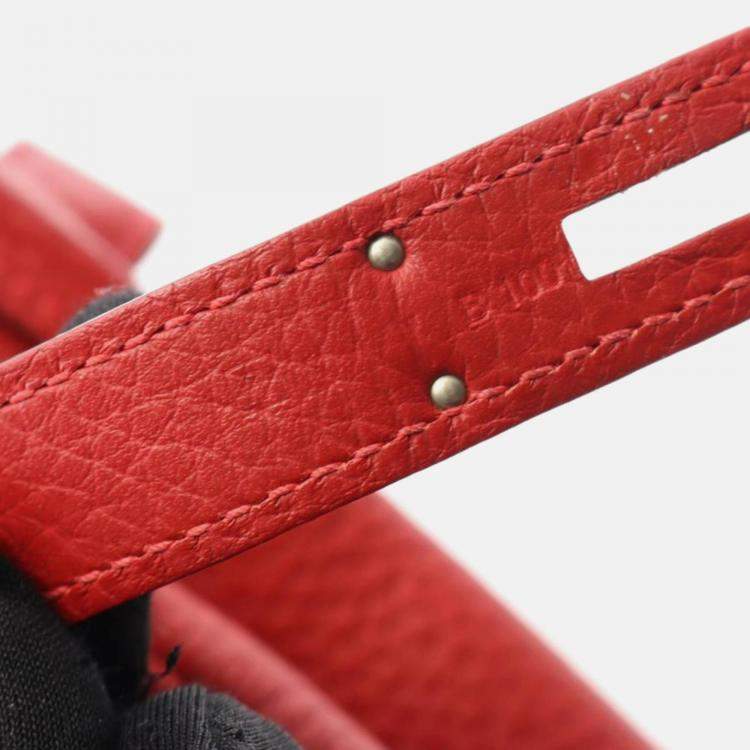 Pre Owned Hermes Kelly 35 Vermillion Red Togo Leather Handbag