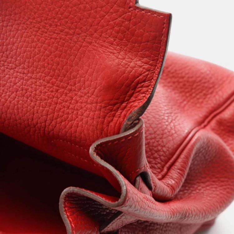 Pre Owned Hermes Kelly 35 Vermillion Red Togo Leather Handbag