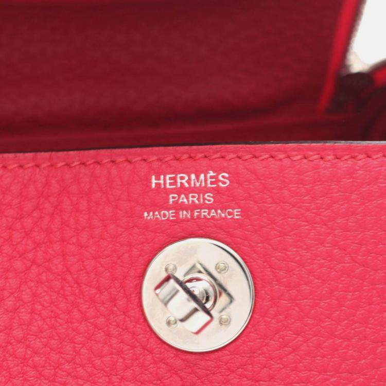 Pre Owned Hermes Lindy Mini Shoulder Bag Z Clemence Leather Rose Mexico Shw