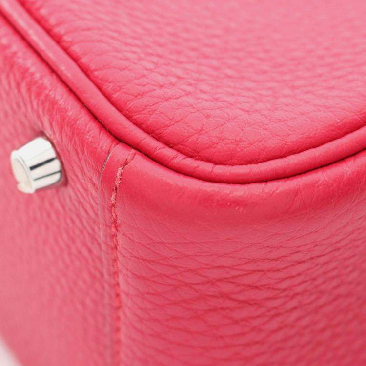 Pre Owned Hermes Lindy Mini Shoulder Bag Z Clemence Leather Rose Mexico Shw