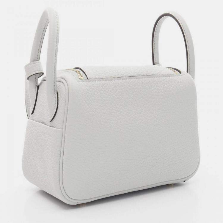 Pre Owned Hermes Lindy Mini Shoulder Bag K Clemence Leather Blue Pale Ghw