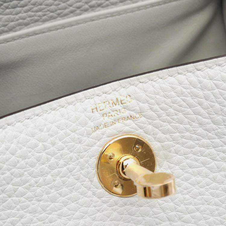 Pre Owned Hermes Lindy Mini Shoulder Bag K Clemence Leather Blue Pale Ghw