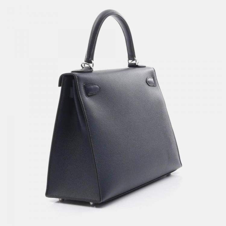 Pre Owned Hermes Kelly 28 Blue Indigo Epsom Leather Bag