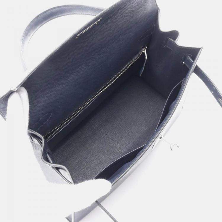 Pre Owned Hermes Kelly 28 Blue Indigo Epsom Leather Bag