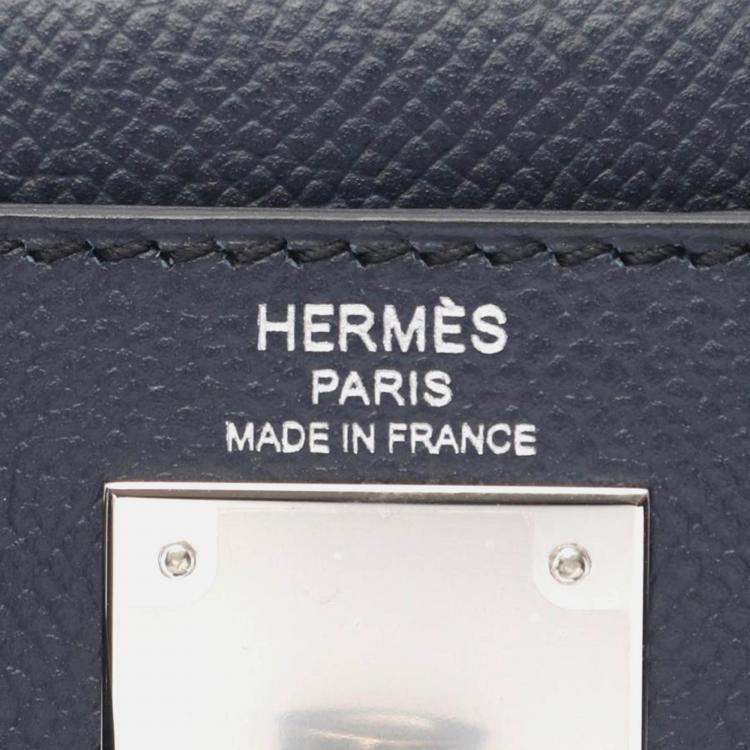 Pre Owned Hermes Kelly 28 Blue Indigo Epsom Leather Bag