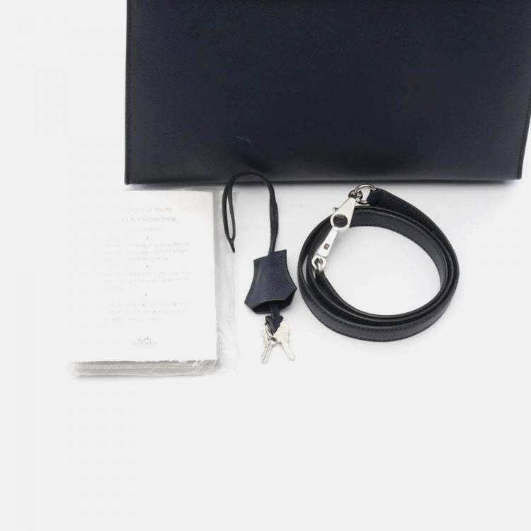 Pre Owned Hermes Kelly 28 Blue Indigo Epsom Leather Bag