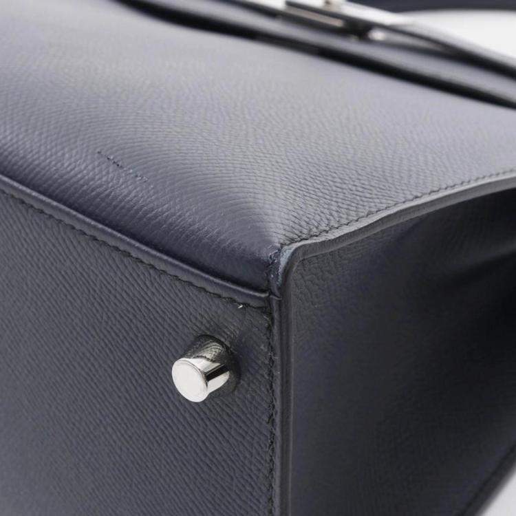 Pre Owned Hermes Kelly 28 Blue Indigo Epsom Leather Bag