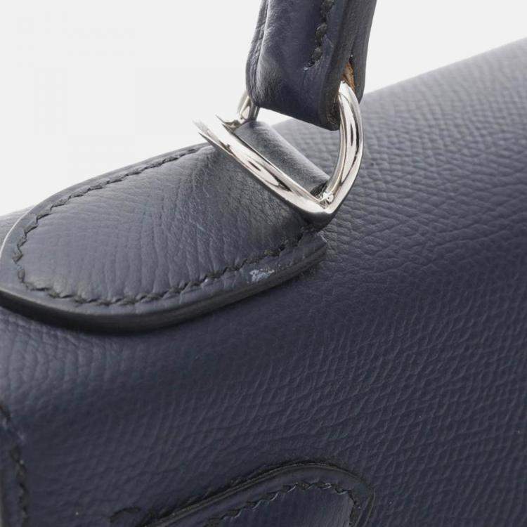 Pre Owned Hermes Kelly 28 Blue Indigo Epsom Leather Bag
