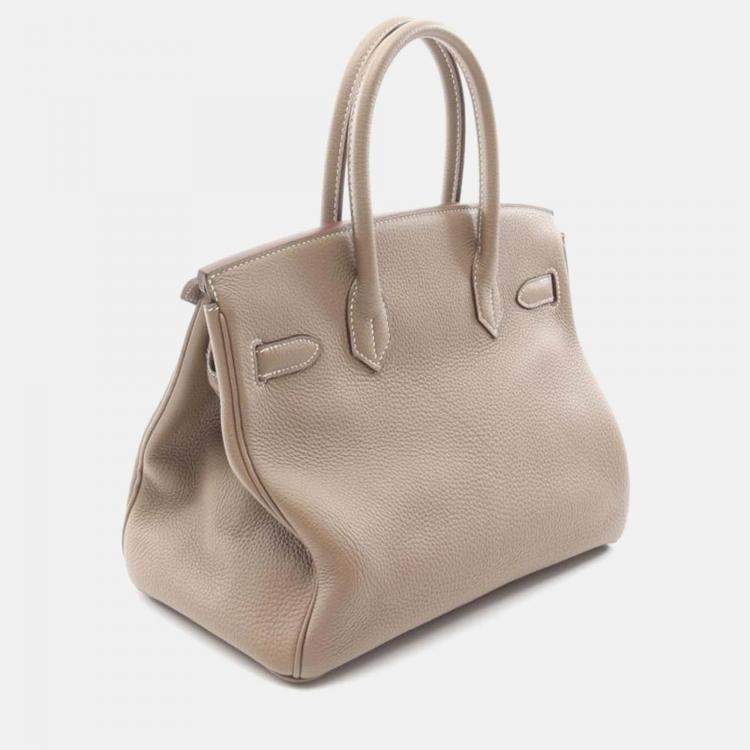 Pre Owned Hermes Birkin 30 Etoupe Togo Leather Handbag