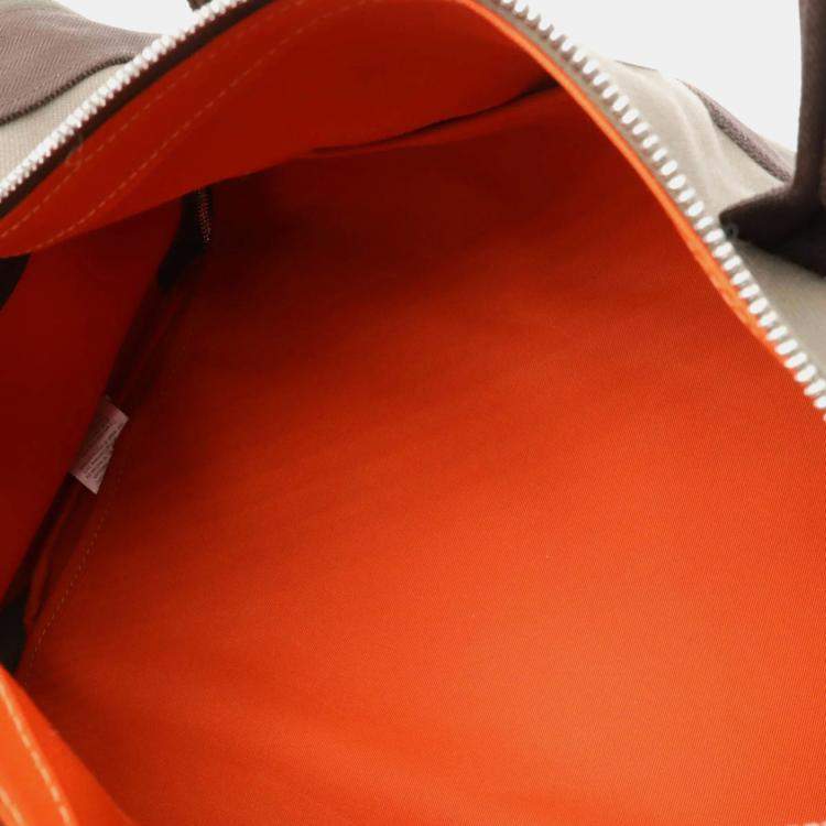Pre Owned Hermes Dog Carrier Khaki/Dark Brown Canvas and Leather Shoulder Bag