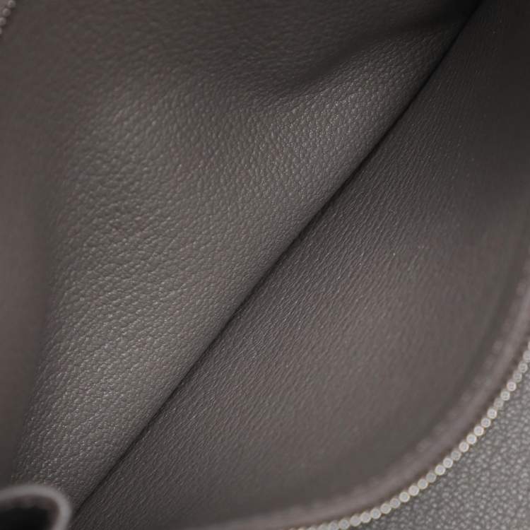 Pre Owned Hermès Grey Clemence Leather Palladium Finish Birkin 25 Bag