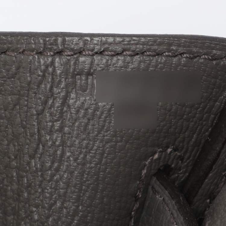 Pre Owned Hermès Grey Clemence Leather Palladium Finish Birkin 25 Bag