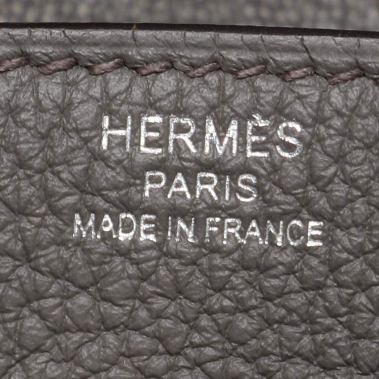 Pre Owned Hermès Grey Clemence Leather Palladium Finish Birkin 25 Bag