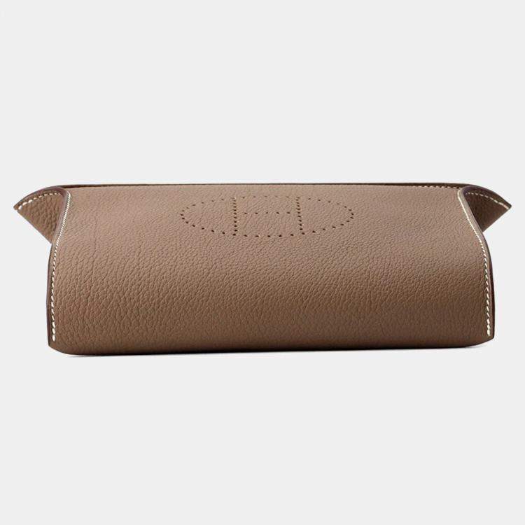 Pre Owned Hermes Videpoches Etoupe Togo Leather Pouch Bag