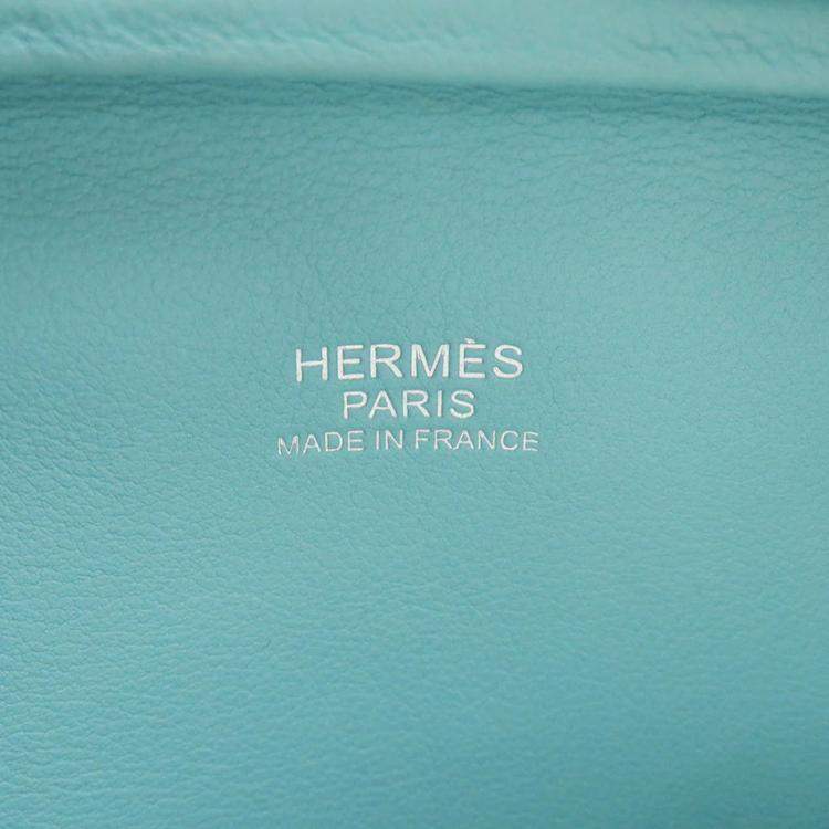 Pre Owned Hermes Plume Mini Blue Atoll Swift Leather Tote Bag