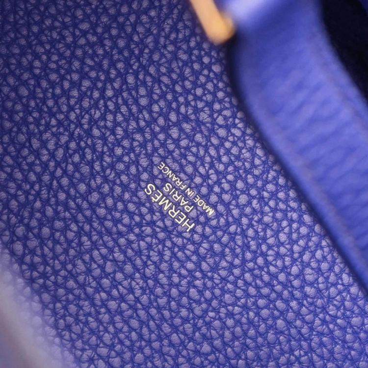 Pre Owned Hermes Picotin Lock 18 PM Blue Electric Taurillon Clemence Leather Shoulder Bag