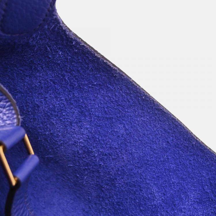 Pre Owned Hermes Picotin Lock 18 PM Blue Electric Taurillon Clemence Leather Shoulder Bag