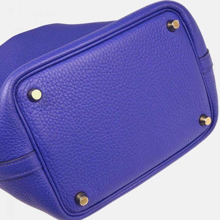 Pre Owned Hermes Picotin Lock 18 PM Blue Electric Taurillon Clemence Leather Shoulder Bag