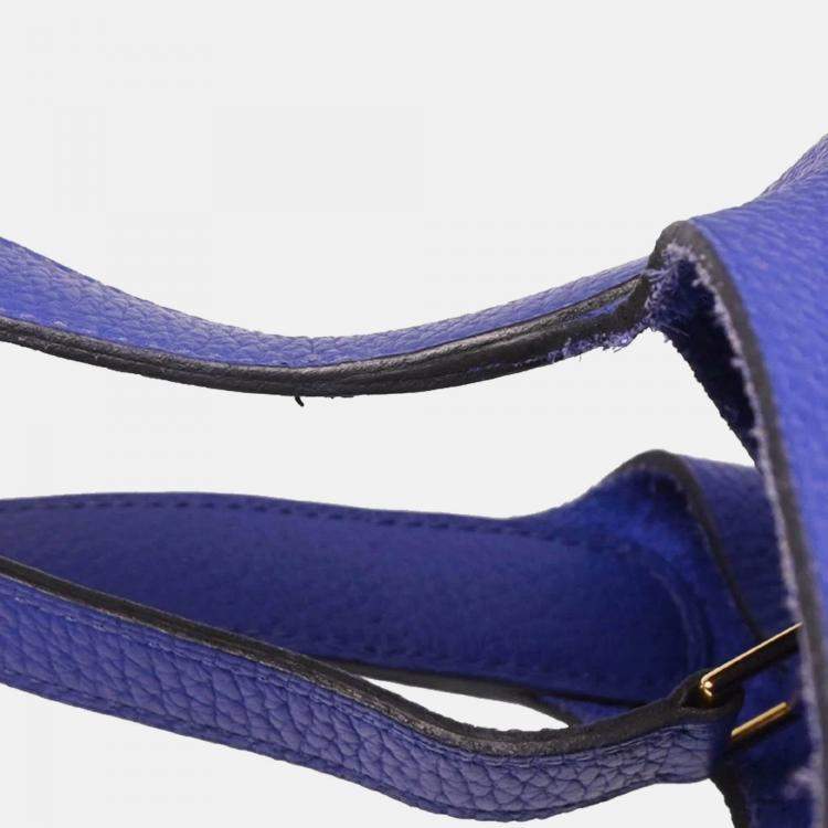 Pre Owned Hermes Picotin Lock 18 PM Blue Electric Taurillon Clemence Leather Shoulder Bag