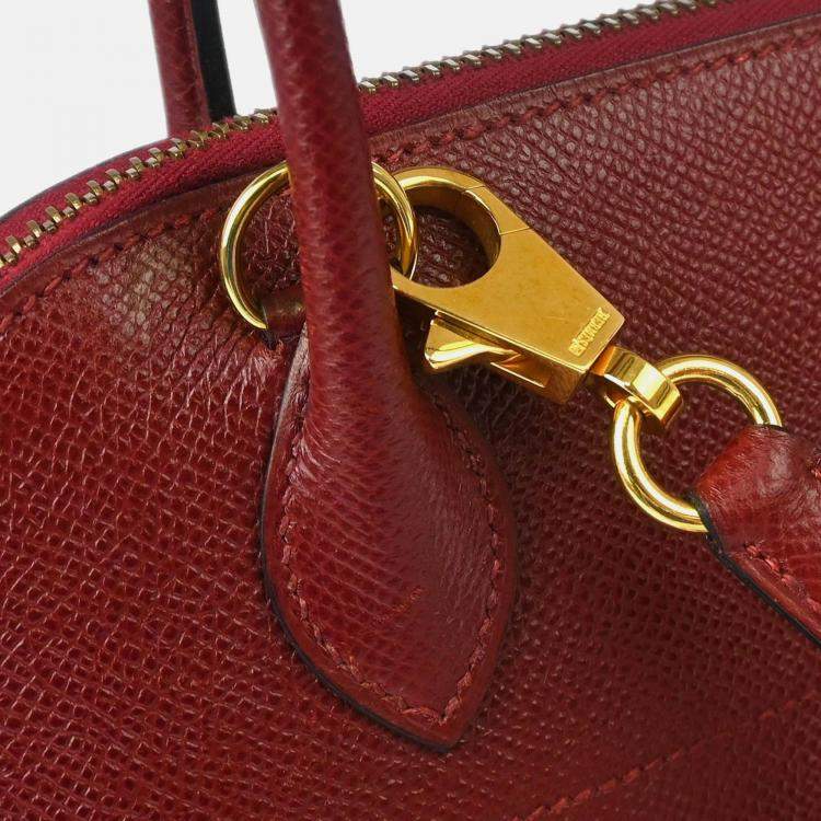 Pre Owned Hermes Bolide 27 Rouge H Courchevel Leather Tote Bag