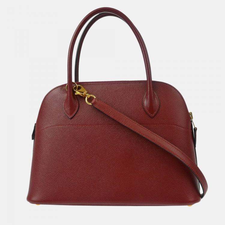 Pre Owned Hermes Bolide 27 Rouge H Courchevel Leather Tote Bag
