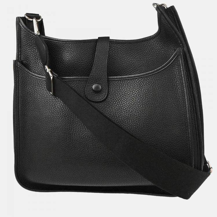Pre Owned Hermes Evelyne III GM Black Taurillon Clemence Leather Shoulder Bag